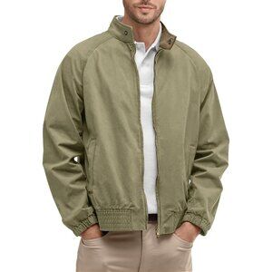 Men's Stylish Bomber Jacket Lightweight Green Coat Two-Way Zipper All Season
